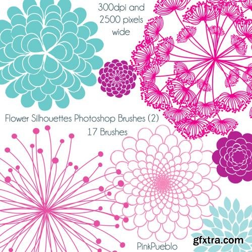 CreativeMarket Flower Silhouettes Photoshop Brushes 351