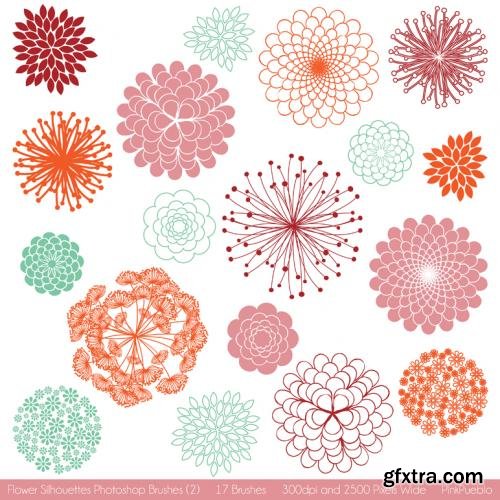 CreativeMarket Flower Silhouettes Photoshop Brushes 351