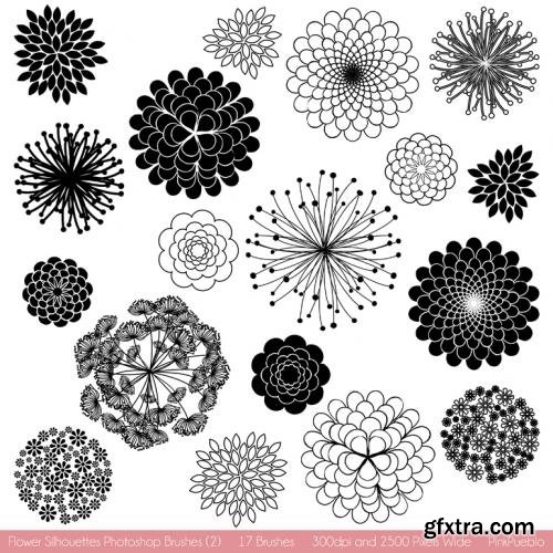 CreativeMarket Flower Silhouettes Photoshop Brushes 351