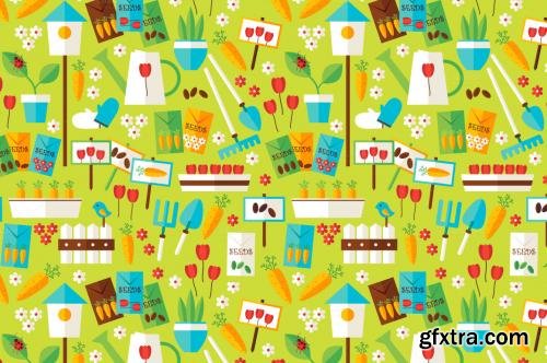 CreativeMarket Spring Garden Flat Seamless Patterns 480907