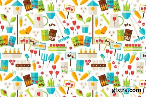 CreativeMarket Spring Garden Flat Seamless Patterns 480907