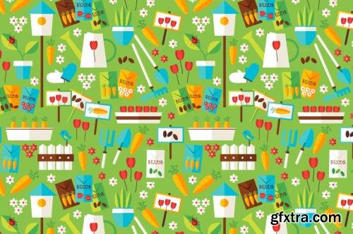 CreativeMarket Spring Garden Flat Seamless Patterns 480907