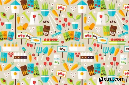 CreativeMarket Spring Garden Flat Seamless Patterns 480907