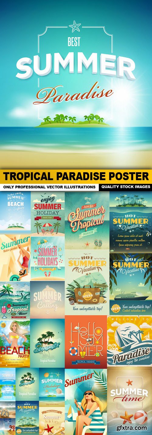 Tropical Paradise Poster - 25 Vector