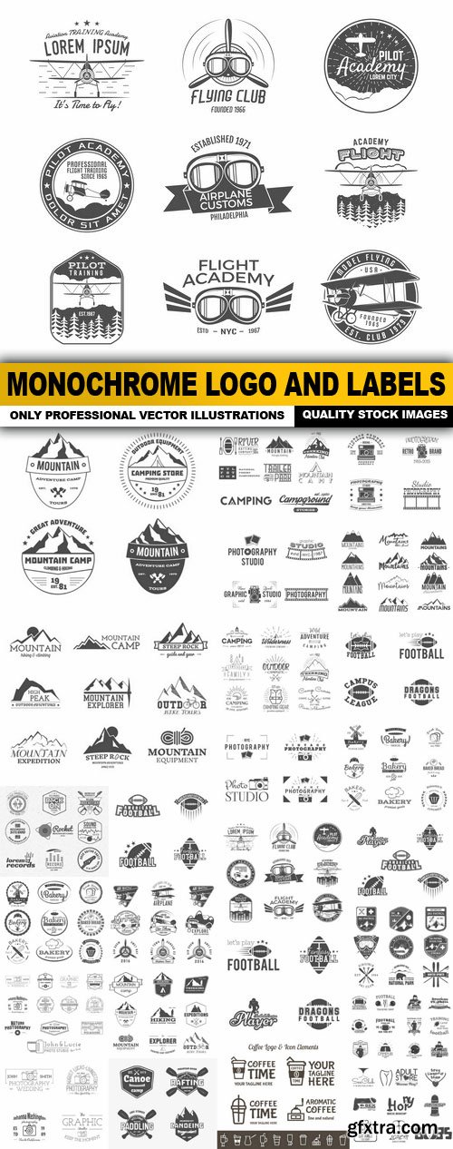 Monochrome Logo And Labels - 25 Vector