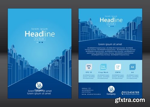 Collection of vector image flyer banner brochure business card 13-25 Eps