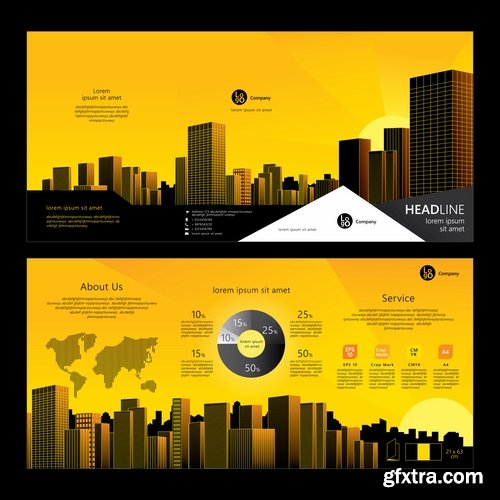 Collection of vector image flyer banner brochure business card 13-25 Eps