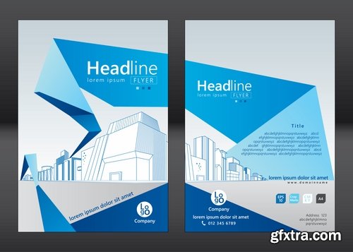 Collection of vector image flyer banner brochure business card 13-25 Eps