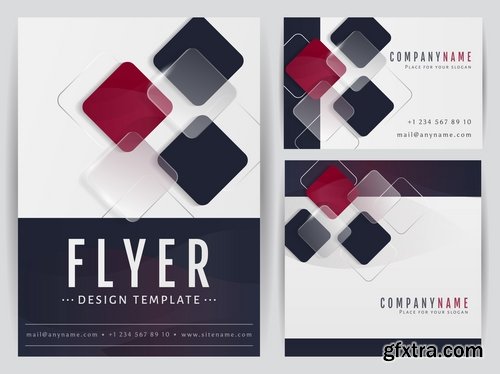 Collection of vector image flyer banner brochure business card 13-25 Eps