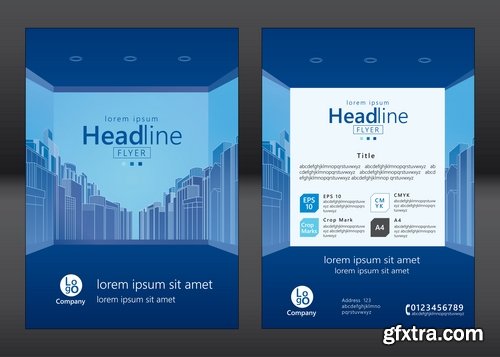 Collection of vector image flyer banner brochure business card 13-25 Eps