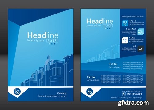 Collection of vector image flyer banner brochure business card 13-25 Eps