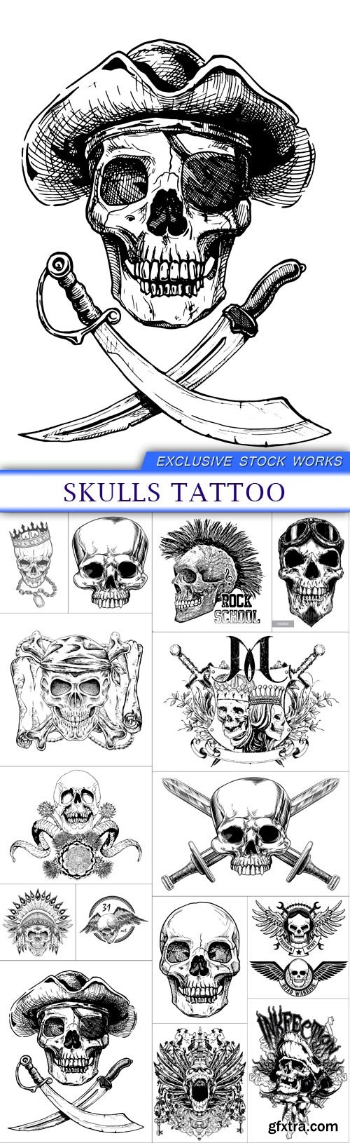 Skulls tattoo 15X EPS