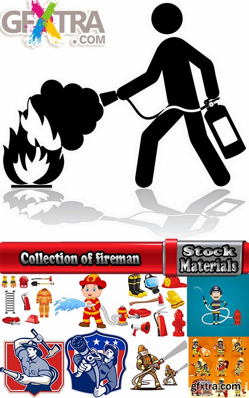 Collection of fireman water hoses lifeguard vector image 25 EPS