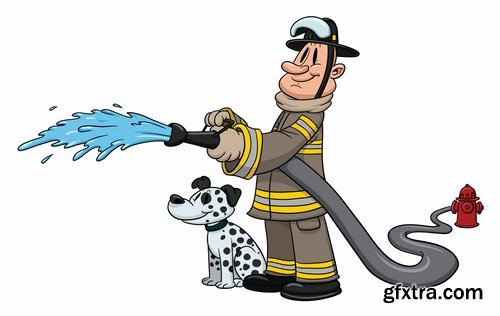 Collection of fireman water hoses lifeguard vector image 25 EPS