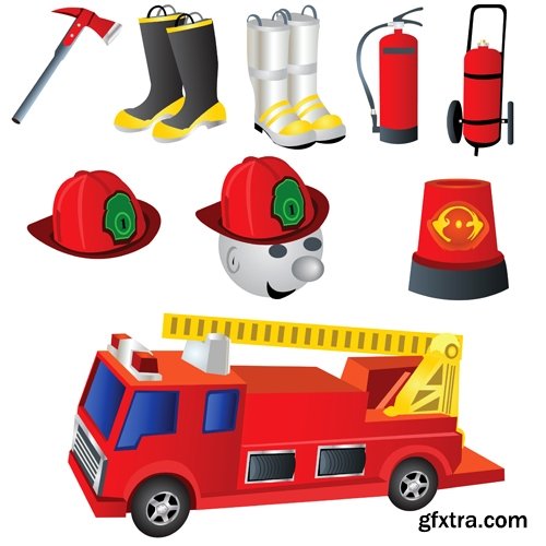 Collection of fireman water hoses lifeguard vector image 25 EPS