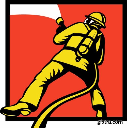 Collection of fireman water hoses lifeguard vector image 25 EPS