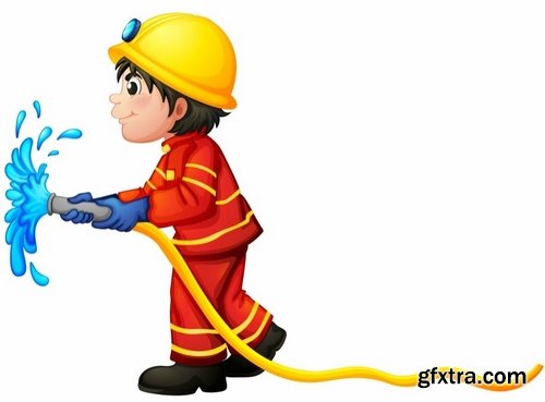 Collection of fireman water hoses lifeguard vector image 25 EPS