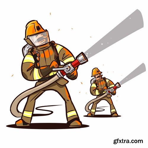 Collection of fireman water hoses lifeguard vector image 25 EPS