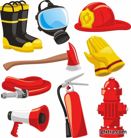 Collection of fireman water hoses lifeguard vector image 25 EPS