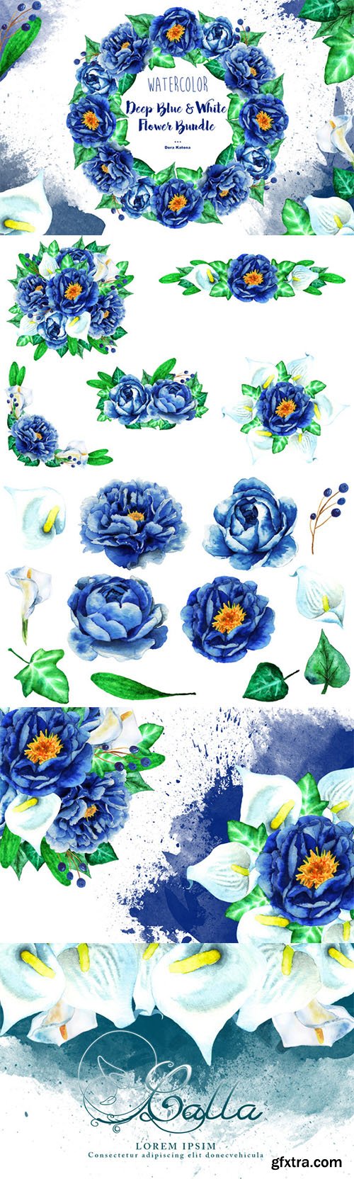 Deep Blue & White Flower Bundle - CM 553161