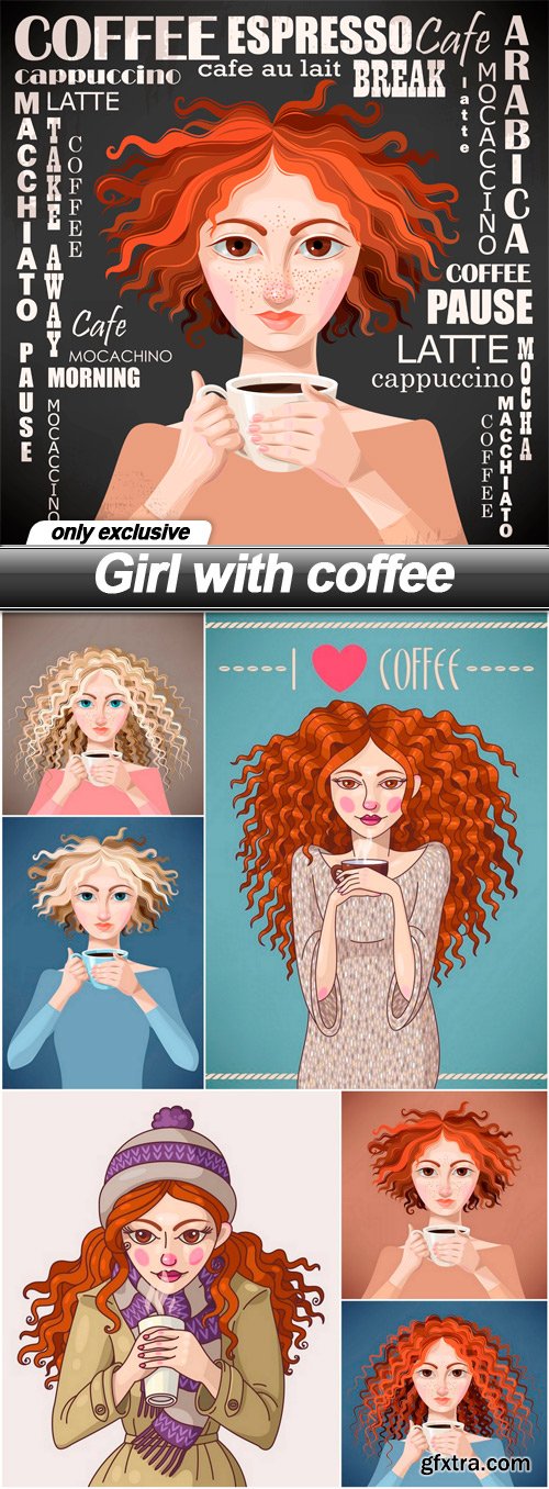 Girl with coffee - 7 EPS