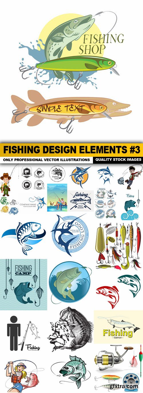 Fishing Design Elements #3 - 25 Vector