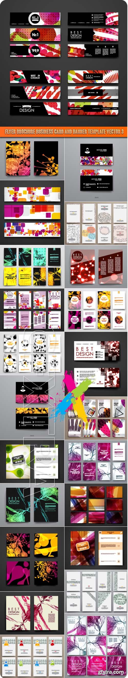 Flyer brochure business card and banner template vector 3