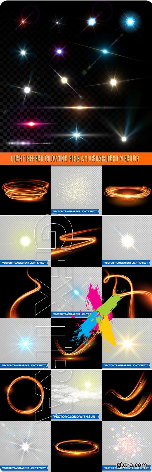 Light effect glowing fire and starlight vector