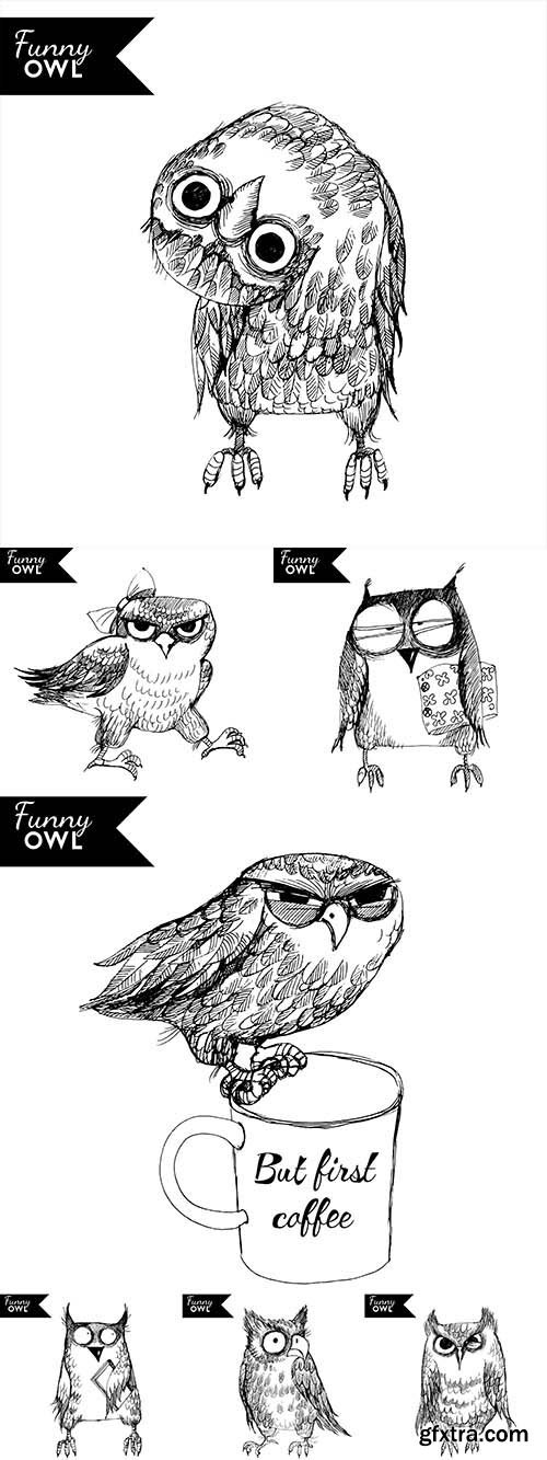 Funny Owl Character