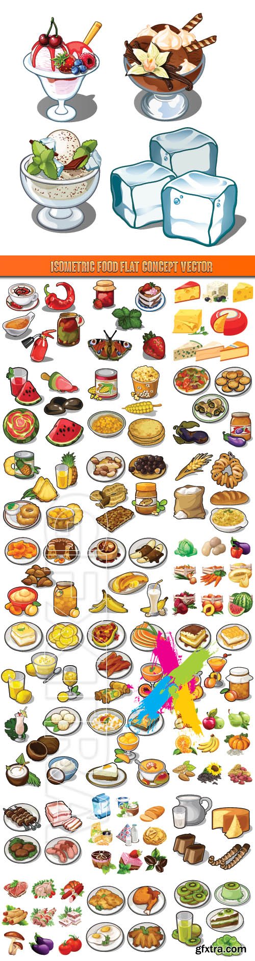 Isometric food flat concept vector