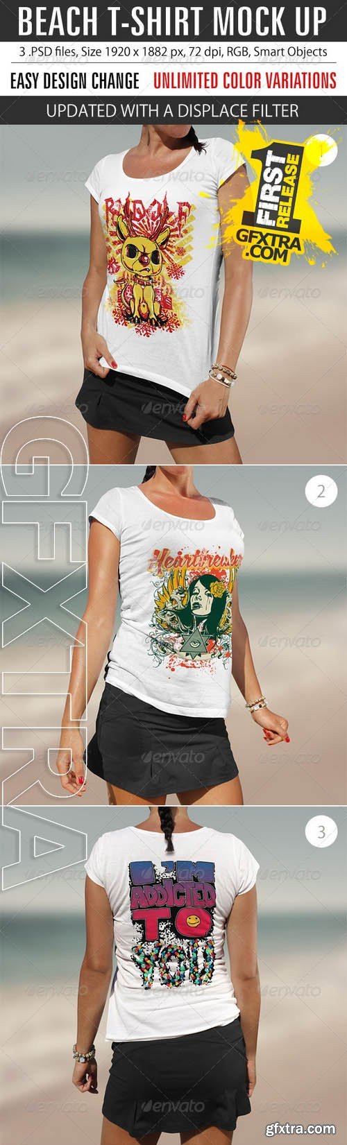 Graphicriver Beach T-Shirt Mock Up 8496467