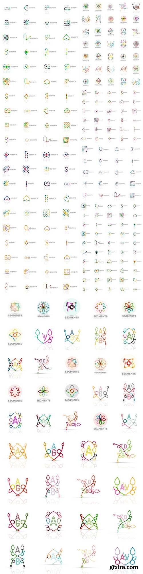 Set of Vector Linear Logotypes, Geometric Abstract Symbols, Elegant Icons