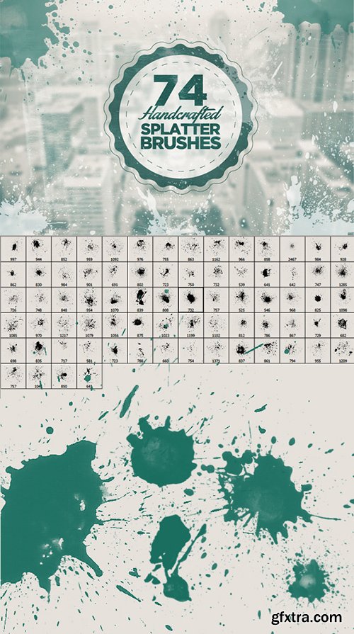 Graphicriver 74 Handcrafted Splatter Brushes 6639398