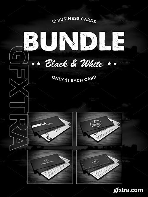 CM - 12 Black White Business Cards Bundle 558712