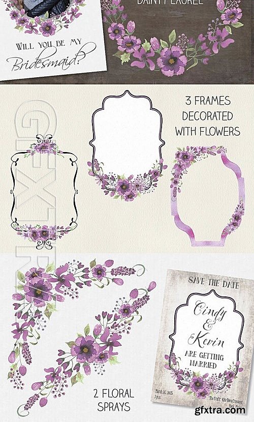 CM - Watercolor Clip Art Purple Flowers 552420