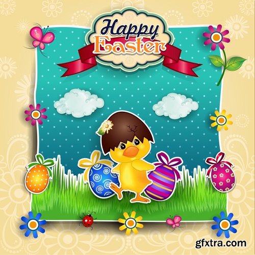 Collection of Easter gift card easter egg 25 EPS