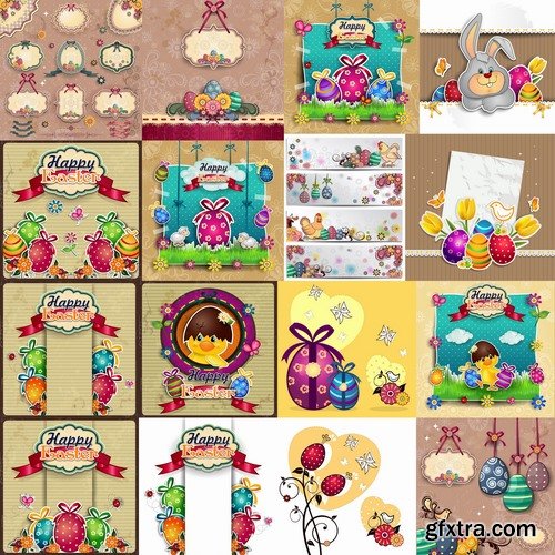 Collection of Easter gift card easter egg 25 EPS