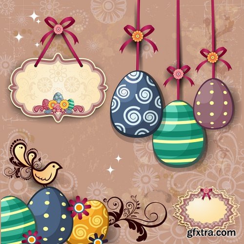 Collection of Easter gift card easter egg 25 EPS