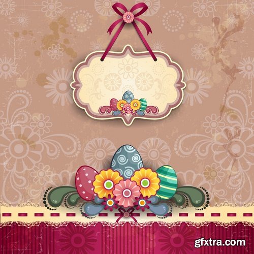 Collection of Easter gift card easter egg 25 EPS