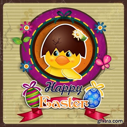 Collection of Easter gift card easter egg 25 EPS