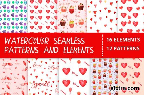 CreativeMarket Watercolor seamless patterns 507543