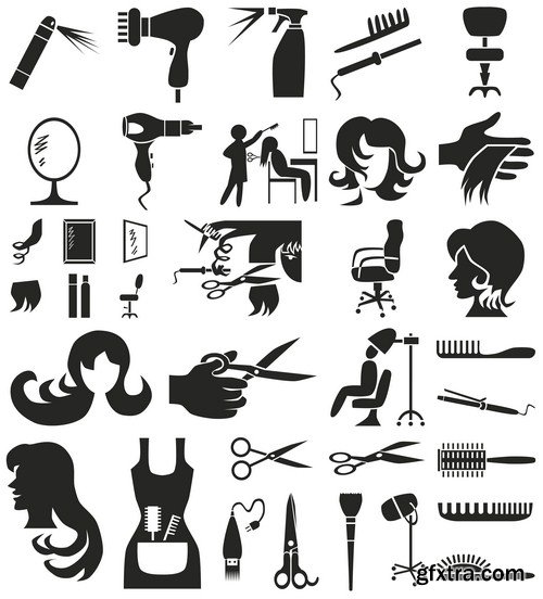 Hair styling icons 15x EPS