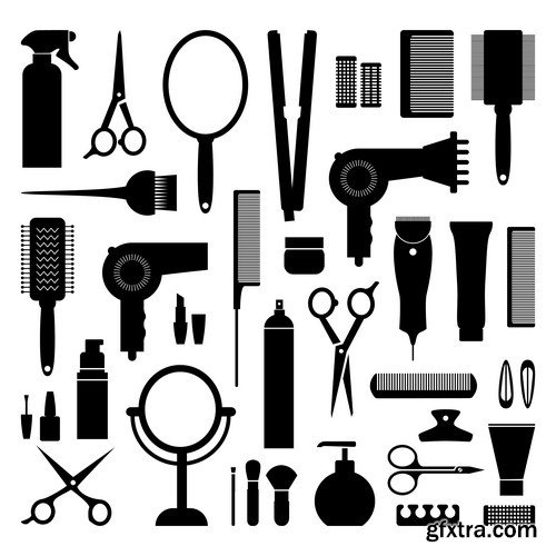 Hair styling icons 15x EPS