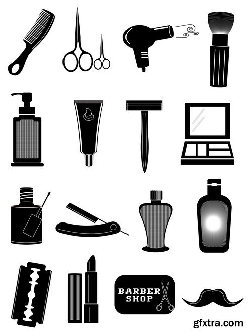 Hair styling icons 15x EPS