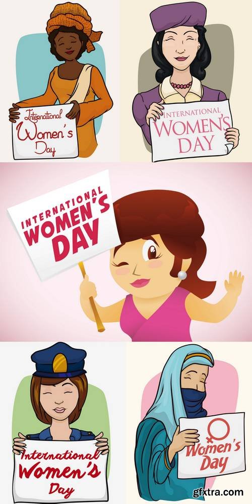 Women with a Women's Day Sign