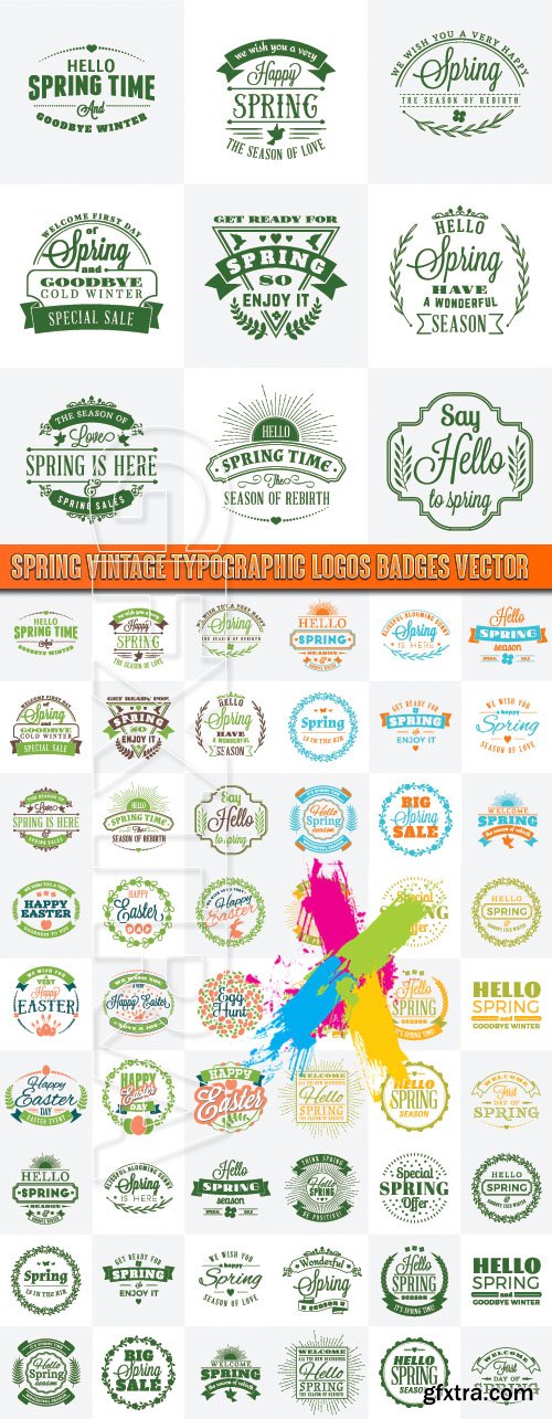 Spring Vintage Typographic Logos Badges vector
