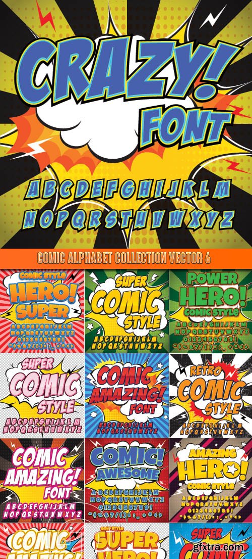 Comic alphabet collection vector 6