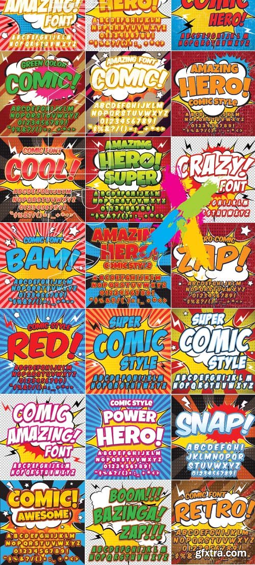 Comic alphabet collection vector 6