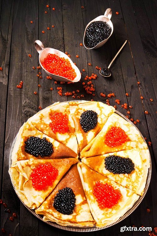 Pancakes with caviar