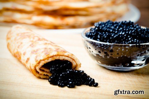 Pancakes with caviar